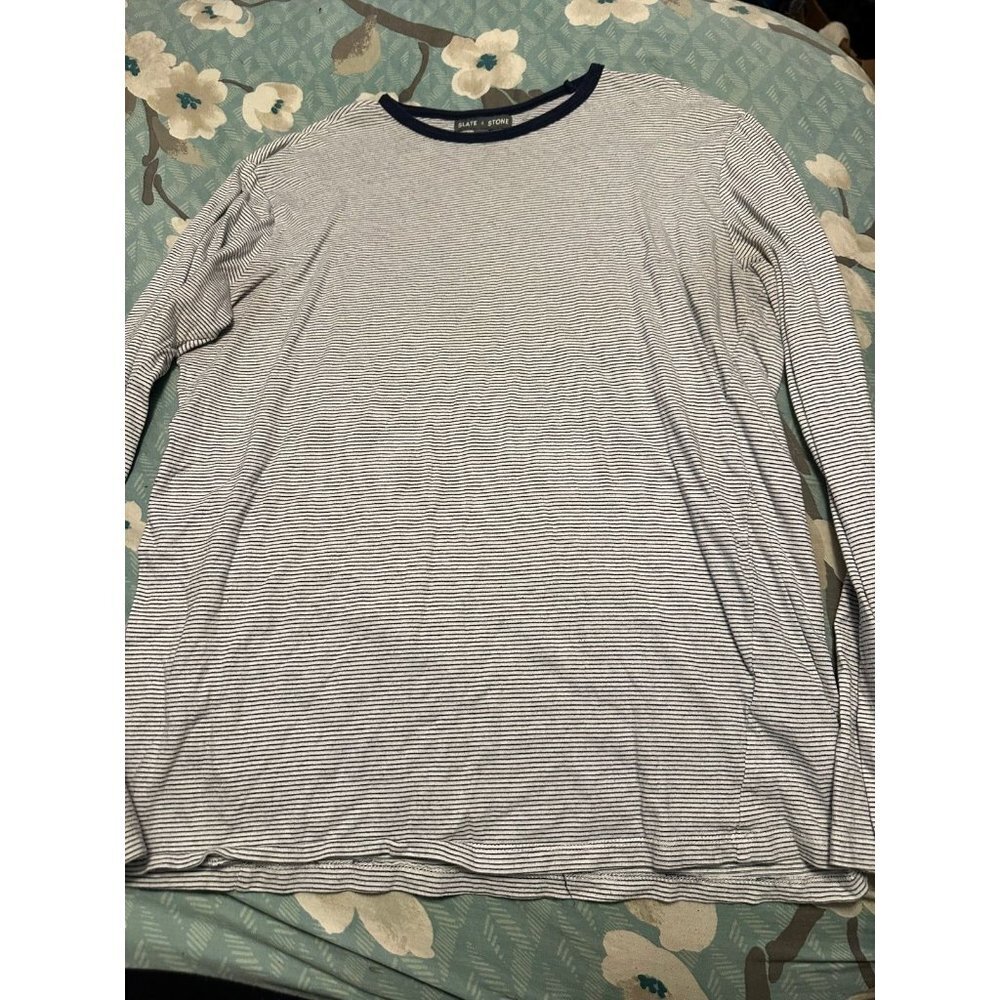 6 FOR $10 Slate & stone striped large shirt